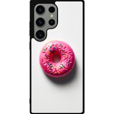 Coque Samsung Galaxy S23 Ultra - Silicone rigide noir Weißer Hintergrund, pinker Donut