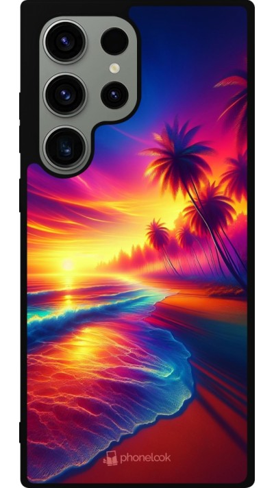 Samsung Galaxy S23 Ultra Case Hülle - Silikon schwarz Strand Sonnenuntergang auffällig