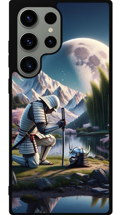 Samsung Galaxy S23 Ultra Case Hülle - Silikon schwarz Samurai Katana Mond