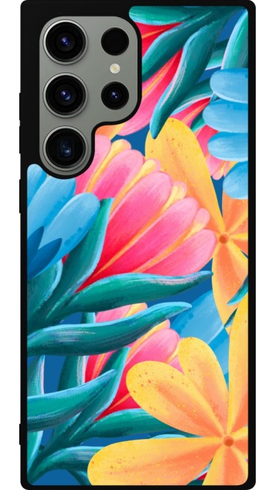 Samsung Galaxy S23 Ultra Case Hülle - Silikon schwarz Spring 23 colorful flowers