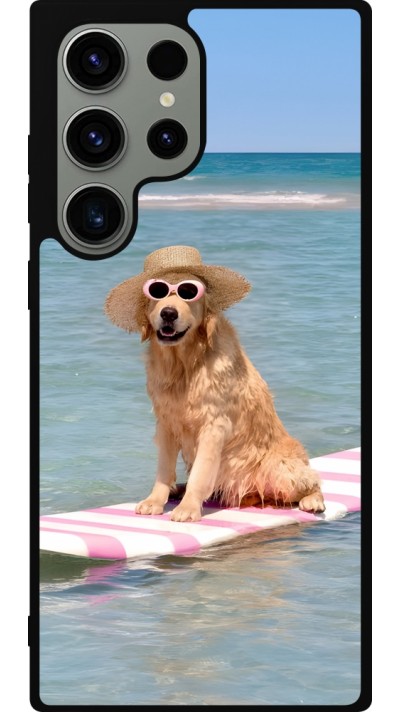 Samsung Galaxy S23 Ultra Case Hülle - Silikon schwarz Summer Dog on Paddle