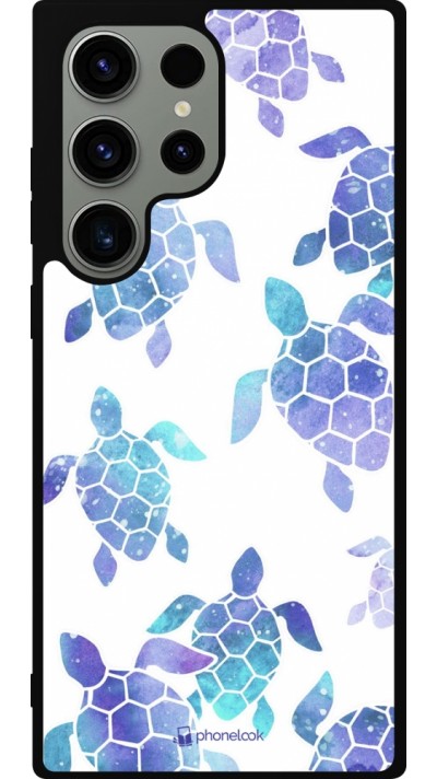 Samsung Galaxy S23 Ultra Case Hülle - Silikon schwarz Turtles pattern watercolor