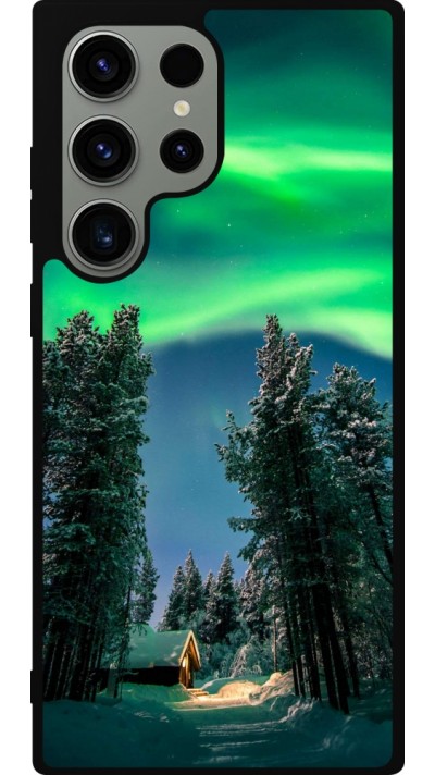 Samsung Galaxy S23 Ultra Case Hülle - Silikon schwarz Winter 22 Northern Lights