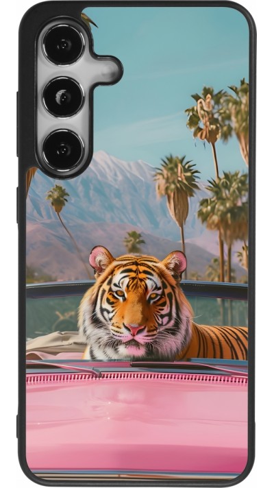 Samsung Galaxy S24 Case Hülle - Silikon schwarz Tiger Auto rosa