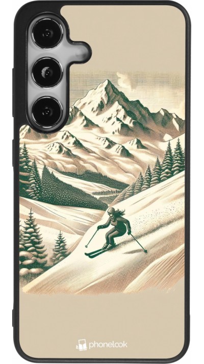 Coque Samsung Galaxy S24 - Silicone rigide noir Vintage Ski Mountain