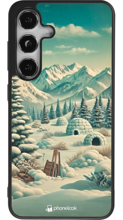 Coque Samsung Galaxy S24 - Silicone rigide noir Vintage Snowy Mountain Igloo