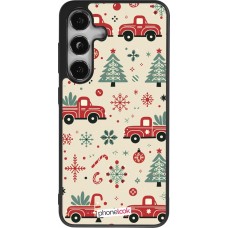 Coque Samsung Galaxy S24 - Silicone rigide noir Noël 2024 Camion Sapin