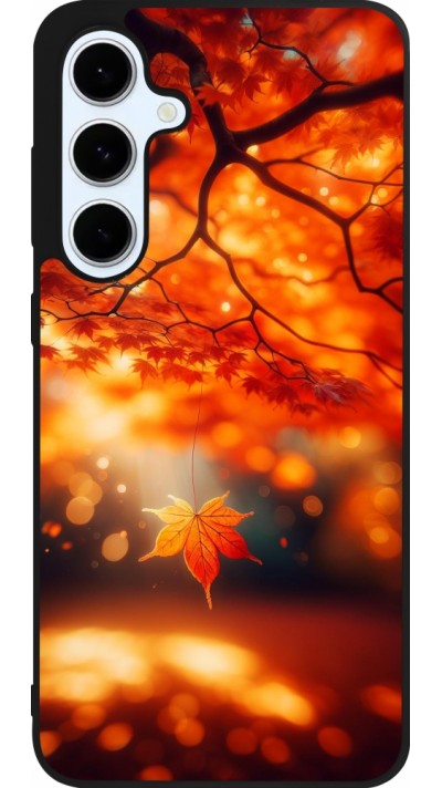 Coque Samsung Galaxy S24 FE - Silicone rigide noir Automne Magique Orange