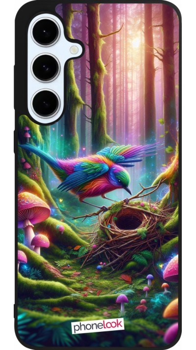 Samsung Galaxy S24 FE Case Hülle - Silikon schwarz Vogel Nest Wald