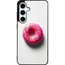 Coque Samsung Galaxy S24 FE - Silicone rigide noir Weißer Hintergrund, pinker Donut