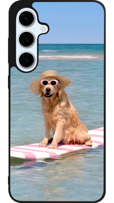 Samsung Galaxy S24 FE Case Hülle - Silikon schwarz Summer Dog on Paddle