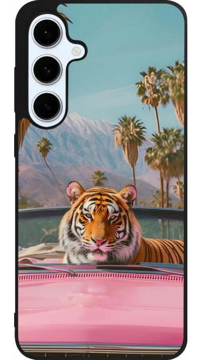 Samsung Galaxy S24 FE Case Hülle - Silikon schwarz Tiger Auto rosa