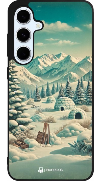 Samsung Galaxy S24 FE Case Hülle - Silikon schwarz Vintage Schneebedeckter Berg Iglu