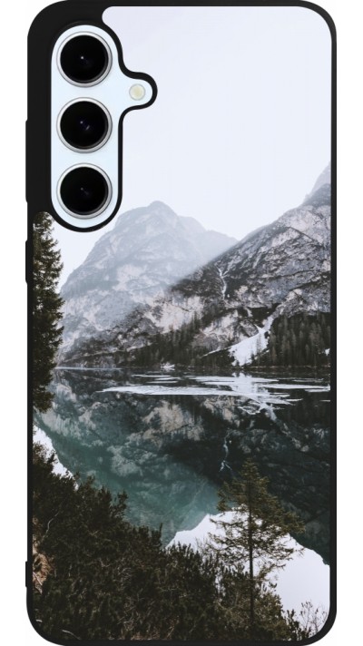 Samsung Galaxy S24 FE Case Hülle - Silikon schwarz Winter 22 snowy mountain and lake