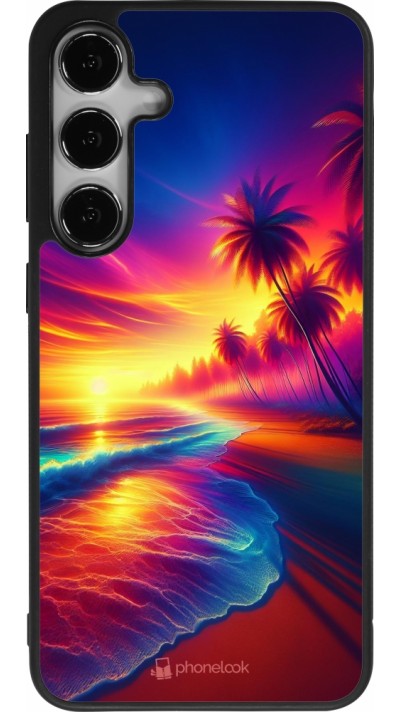 Samsung Galaxy S24+ Case Hülle - Silikon schwarz Strand Sonnenuntergang auffällig