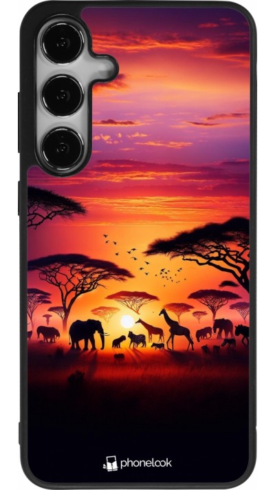 Samsung Galaxy S24+ Case Hülle - Silikon schwarz Safari Sonnenuntergang Wildtiere