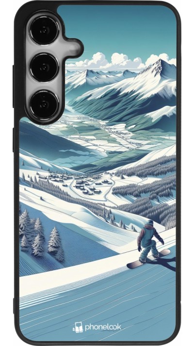 Samsung Galaxy S24+ Case Hülle - Silikon schwarz Snowboarder Berg