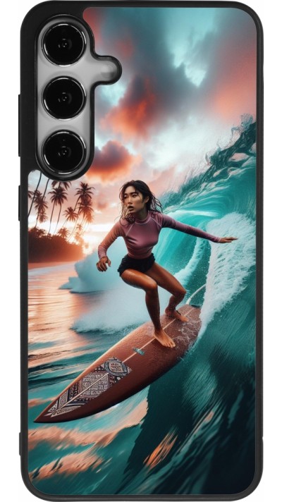 Samsung Galaxy S24+ Case Hülle - Silikon schwarz Surferin aus Bali