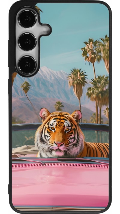 Samsung Galaxy S24+ Case Hülle - Silikon schwarz Tiger Auto rosa