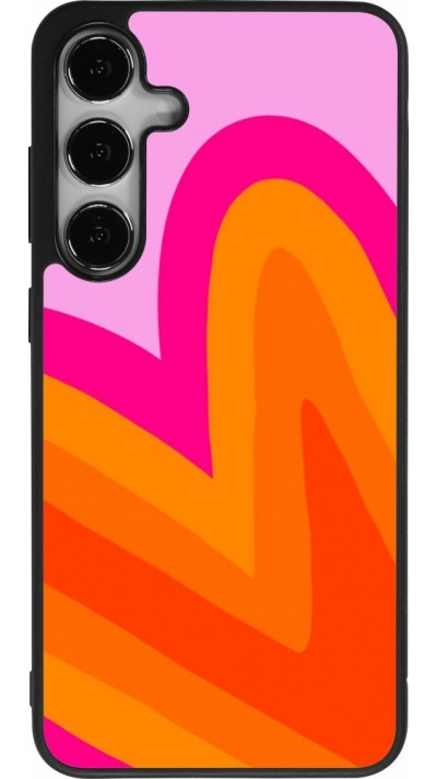 Coque Samsung Galaxy S24+ - Silicone rigide noir Valentine 2024 heart gradient