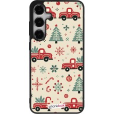 Coque Samsung Galaxy S24+ - Silicone rigide noir Noël 2024 Camion Sapin