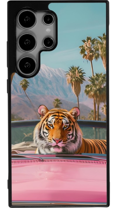 Samsung Galaxy S24 Ultra Case Hülle - Silikon schwarz Tiger Auto rosa