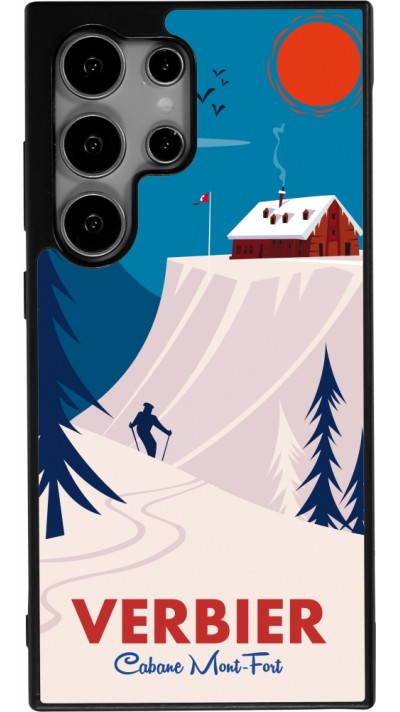 Coque Samsung Galaxy S24 Ultra - Silicone rigide noir Verbier Cabane Mont-Fort