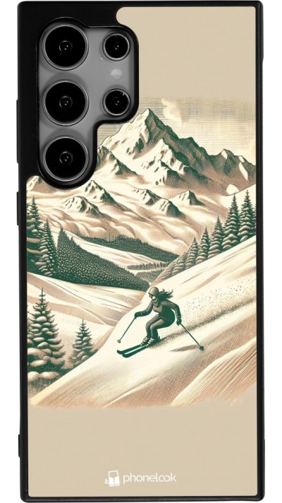 Coque Samsung Galaxy S24 Ultra - Silicone rigide noir Vintage Ski Mountain