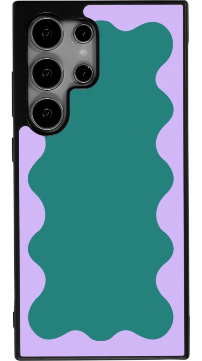 Coque Samsung Galaxy S24 Ultra - Silicone rigide noir Wavy Rectangle Green Purple