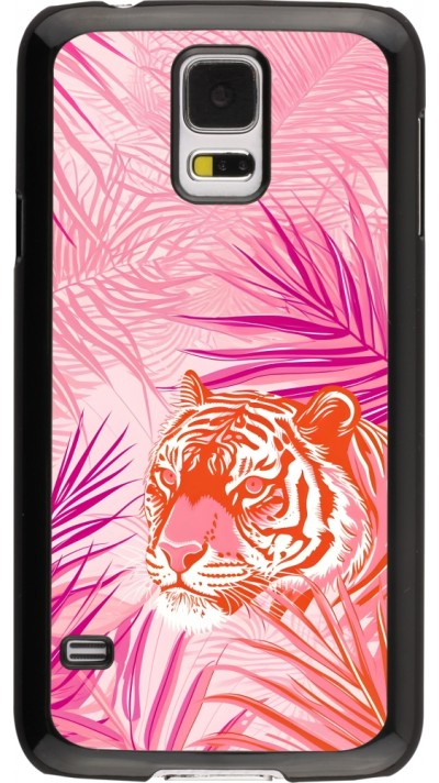 Samsung Galaxy S5 Case Hülle - Tiger Palmen rosa