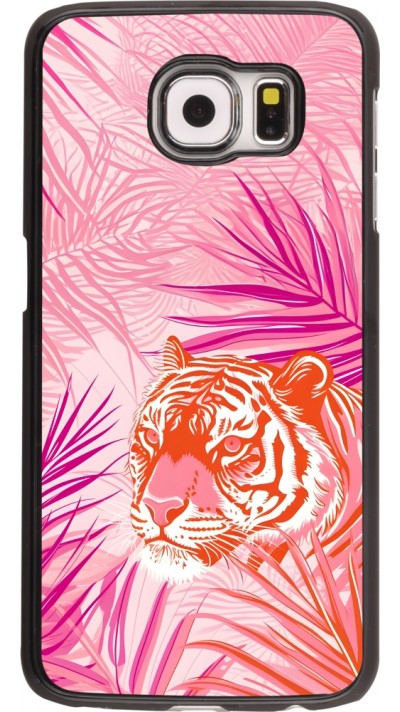 Samsung Galaxy S6 Case Hülle - Tiger Palmen rosa