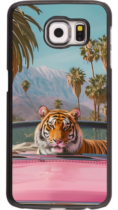 Samsung Galaxy S6 edge Case Hülle - Tiger Auto rosa