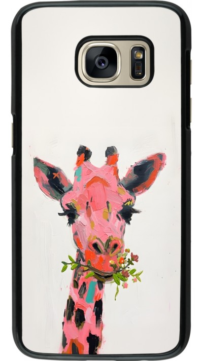 Samsung Galaxy S7 Case Hülle - Pink Girafe Paint