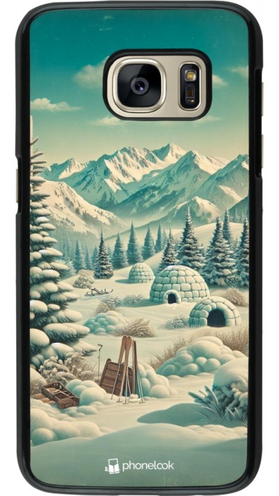 Coque Samsung Galaxy S7 - Vintage Snowy Mountain Igloo