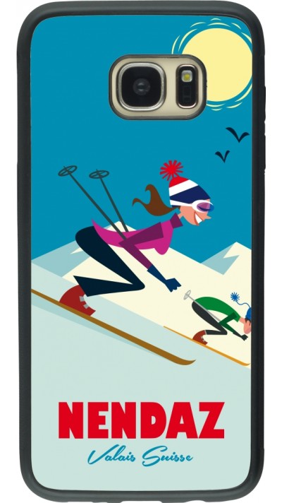 Samsung Galaxy S7 edge Case Hülle - Silikon schwarz Nendaz Ski Downhill