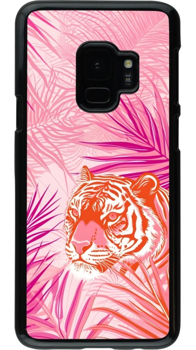 Coque Samsung Galaxy S9 - Tigre palmiers roses