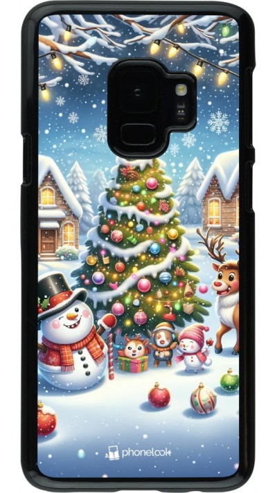 Samsung Galaxy S9 Case Hülle - Weihnachten 2023 Schneemann und Tannenbaum