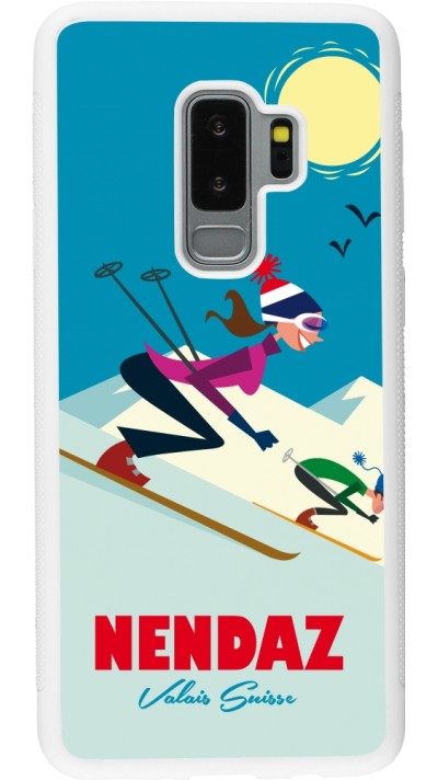 Samsung Galaxy S9+ Case Hülle - Silikon weiss Nendaz Ski Downhill