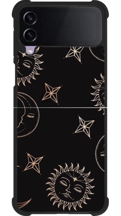 Coque Samsung Galaxy Z Flip3 5G - Silicone rigide noir Suns and Moons