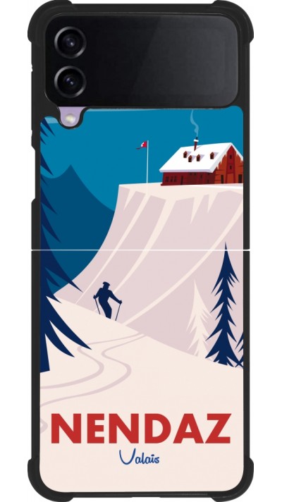 Samsung Galaxy Z Flip4 Case Hülle - Silikon schwarz Nendaz Cabane Ski