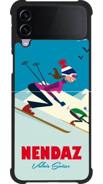 Samsung Galaxy Z Flip4 Case Hülle - Silikon schwarz Nendaz Ski Downhill