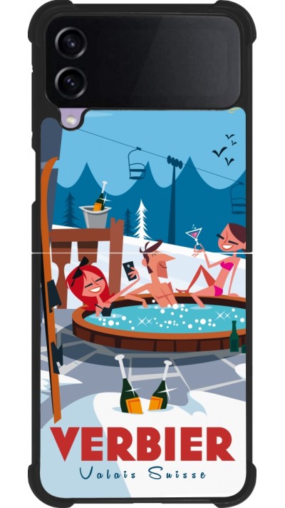 Samsung Galaxy Z Flip4 Case Hülle - Silikon schwarz Verbier Mountain Jacuzzi