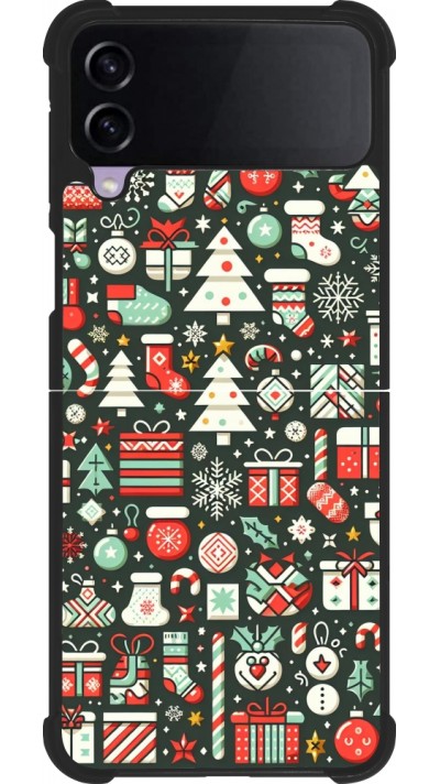 Samsung Galaxy Z Flip4 Case Hülle - Silikon schwarz Weihnachten 2023 Flachmuster