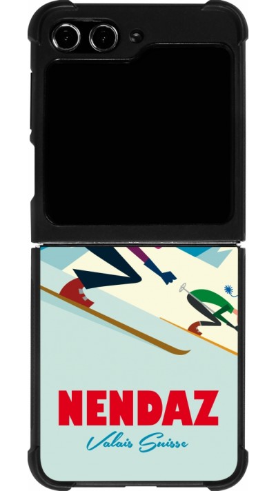 Samsung Galaxy Z Flip5 Case Hülle - Silikon schwarz Nendaz Ski Downhill