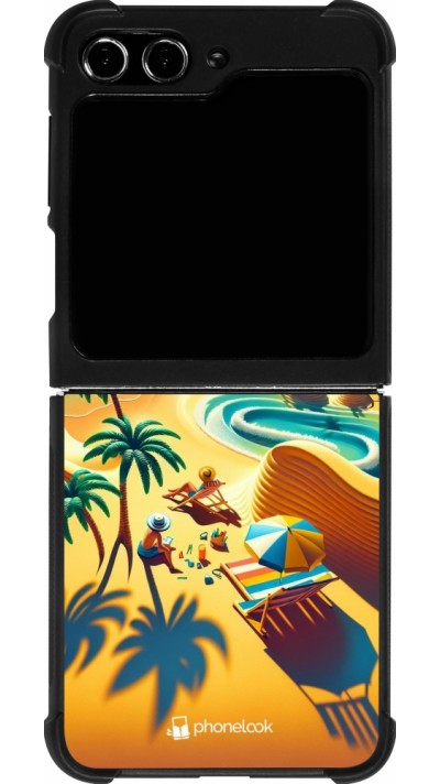 Coque Samsung Galaxy Z Flip5 - Silicone rigide noir Sunset Breeze