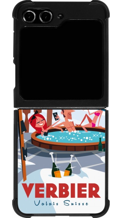 Samsung Galaxy Z Flip5 Case Hülle - Silikon schwarz Verbier Mountain Jacuzzi