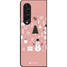 Coque Samsung Galaxy Z Fold4 - Noël 2024 Rose Snowman Christmas