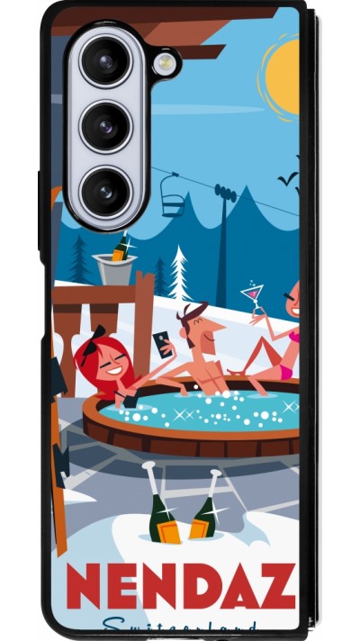 Samsung Galaxy Z Fold5 Case Hülle - Silikon schwarz Nendaz Mountain Jacuzzi