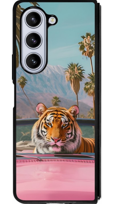 Samsung Galaxy Z Fold5 Case Hülle - Silikon schwarz Tiger Auto rosa
