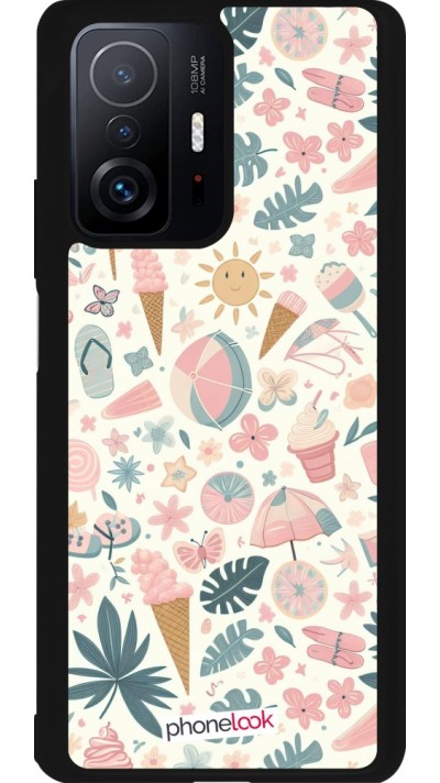 Coque Xiaomi 11T - Silicone rigide noir Summer Pink Pattern